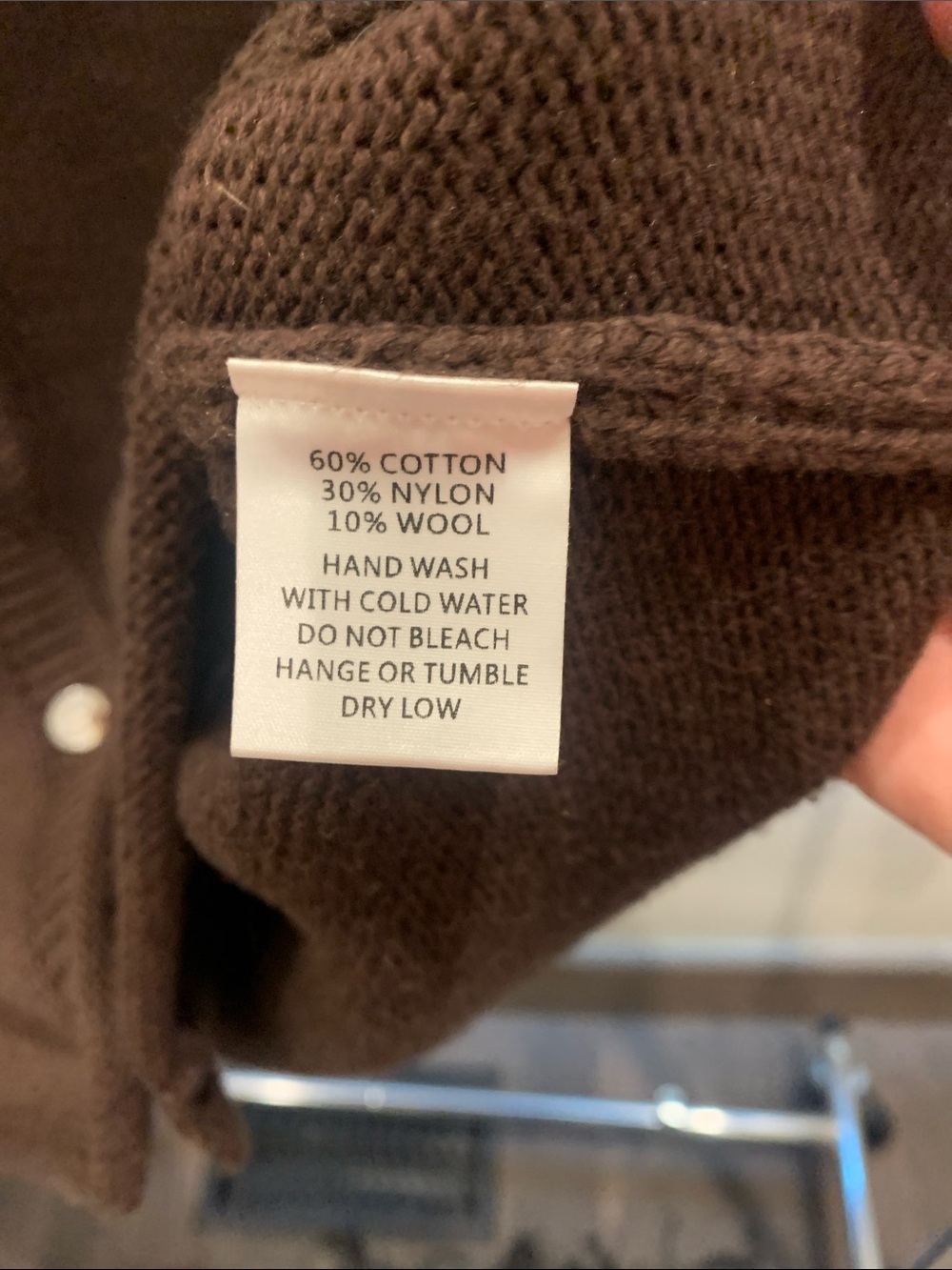 Dark Brown Sleeveless Button-Front Knit Vest - Picture 5 of 5